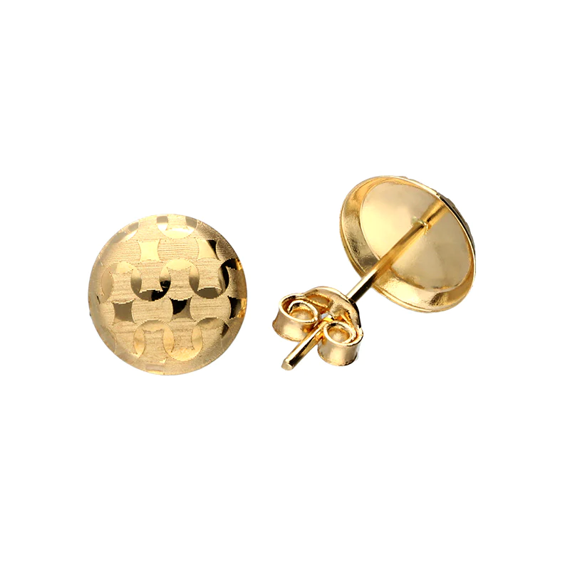 18k Gold Round Shaped Stud Earrings