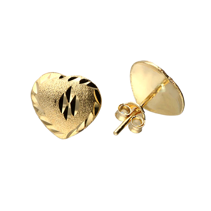 18k Gold Heart Shaped Stud Earrings