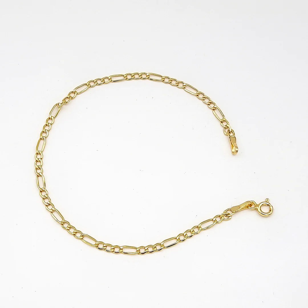 18k Gold Thin Figaro Linked Bracelet