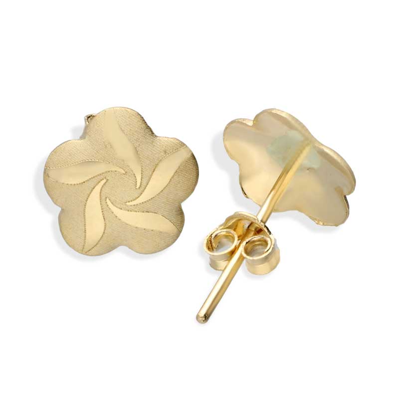 18k Gold Flower Shaped Stud Earrings