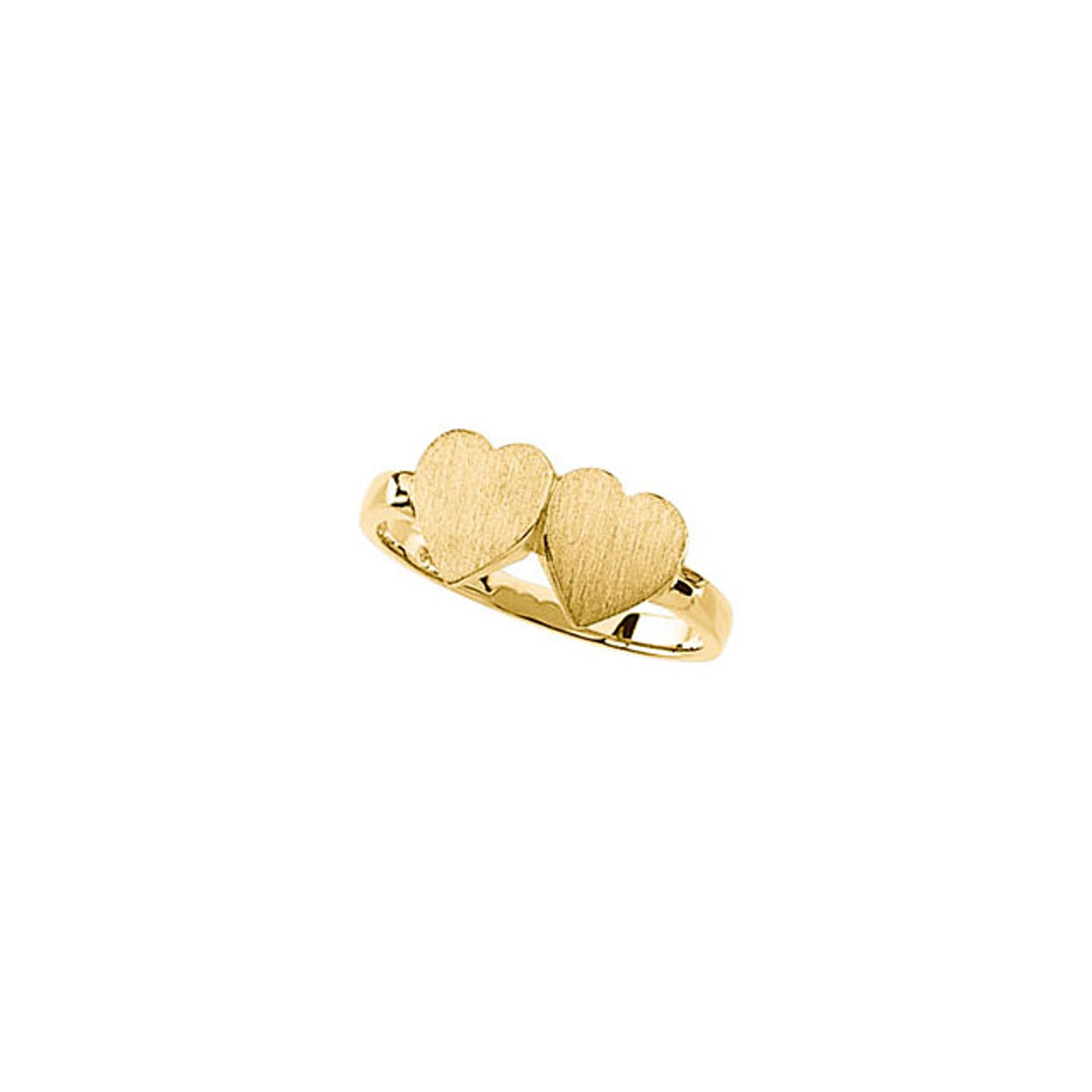 18k Gold Double Heart Signet Ring