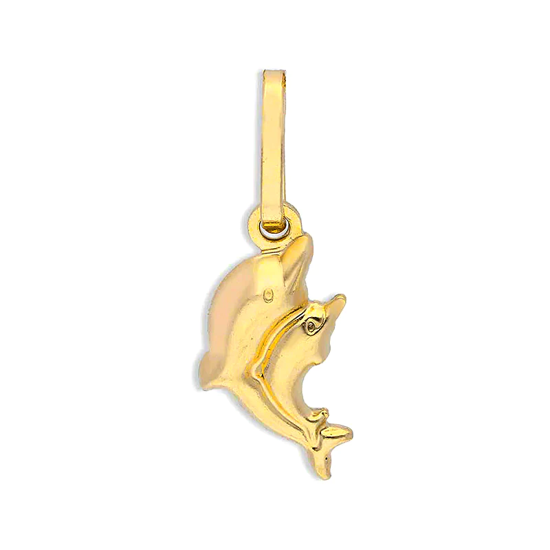 18k Gold Twin Dolphin Pendant