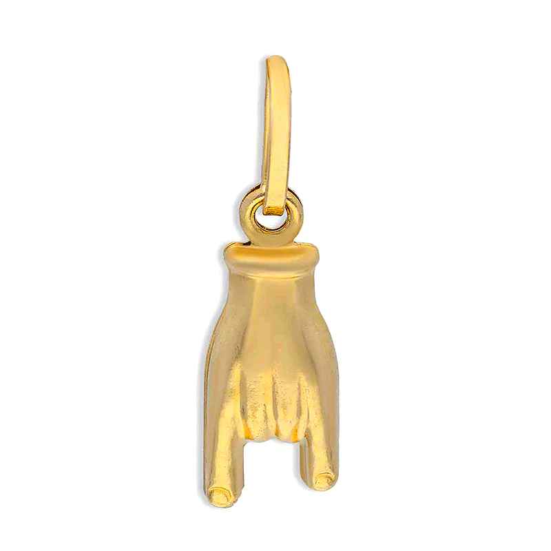 18k Gold Rock Gesture Pendant