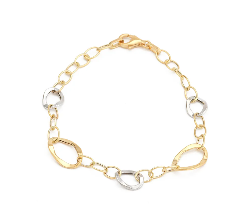 18ct Yellow White Oval Bracelet