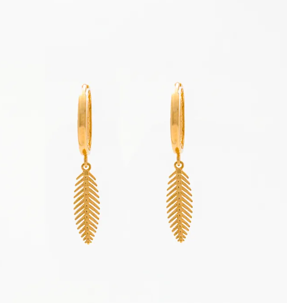 18ct Leaf Hook Earrings